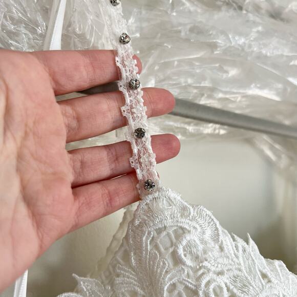 NWT Mac Duggal White Wedding Dress 14 Corset Plunge Trumpet Lace Gown - Picture 8 of 16